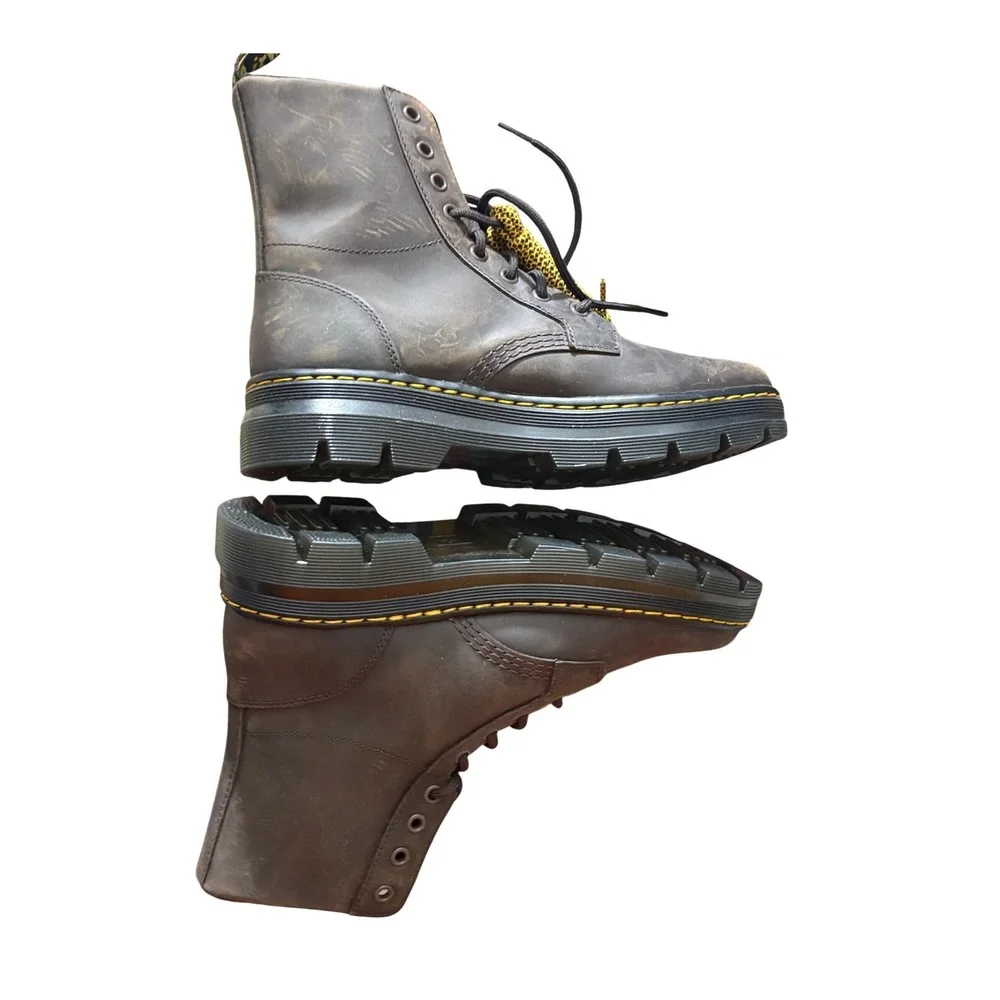Dr. Martin Tarik Crazy Horse Utility Boots‎ Brown Leather NWOT W 8 M 7  NEW